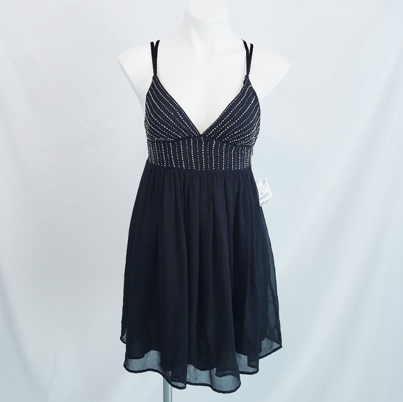 NWT Zara Little Black Dress Beaded Bodice Mini A-line Cocktail - Picture 2 of 16